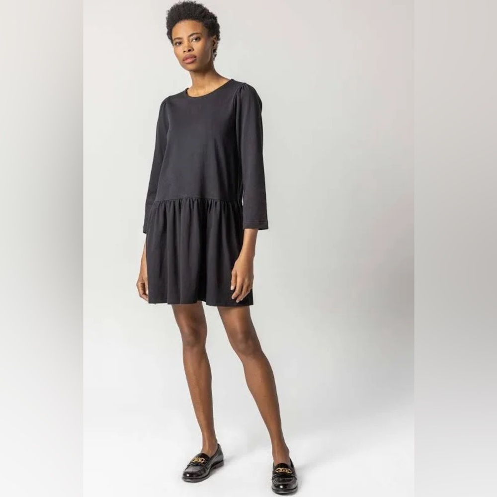 Lila P Wide Sleeve Peplum Dress